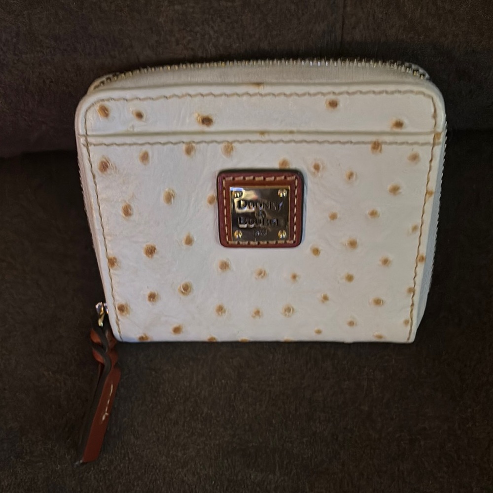Dooney & Bourke Cream Polka Dot Wallet with Gold Hardware